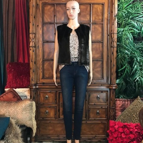 NWOT Mocha Faux Mink Fur Vest - Picture 5 of 15